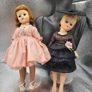 Elegant Doll Set with Pink and Black Dresses
